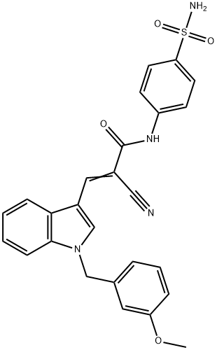 (E)-2-cyano-3-[1-[(3-methoxyphenyl)methyl]indol-3-yl]-N-(4-sulfamoylphenyl)prop-2-enamide Struktur