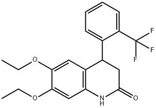 6,7-diethoxy-4-[2-(trifluoromethyl)phenyl]-3,4-dihydro-1H-quinolin-2-one Struktur