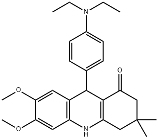 9-[4-(diethylamino)phenyl]-6,7-dimethoxy-3,3-dimethyl-2,4,9,10-tetrahydroacridin-1-one Struktur