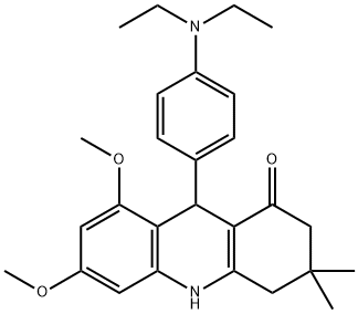 9-[4-(diethylamino)phenyl]-6,8-dimethoxy-3,3-dimethyl-2,4,9,10-tetrahydroacridin-1-one Struktur