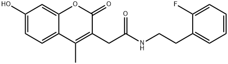 N-[2-(2-fluorophenyl)ethyl]-2-(7-hydroxy-4-methyl-2-oxochromen-3-yl)acetamide Struktur