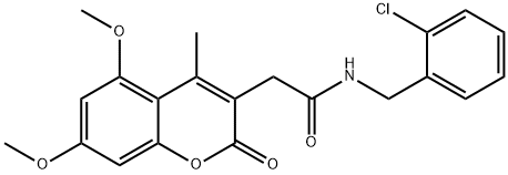 N-[(2-chlorophenyl)methyl]-2-(5,7-dimethoxy-4-methyl-2-oxochromen-3-yl)acetamide Struktur