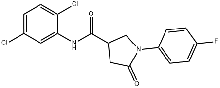 N-(2,5-dichlorophenyl)-1-(4-fluorophenyl)-5-oxopyrrolidine-3-carboxamide Struktur