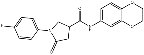 N-(2,3-dihydro-1,4-benzodioxin-6-yl)-1-(4-fluorophenyl)-5-oxopyrrolidine-3-carboxamide Struktur