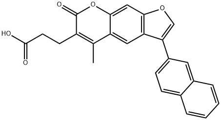 3-(5-methyl-3-naphthalen-2-yl-7-oxofuro[3,2-g]chromen-6-yl)propanoic acid Struktur