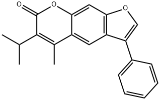 5-methyl-3-phenyl-6-propan-2-ylfuro[3,2-g]chromen-7-one Struktur