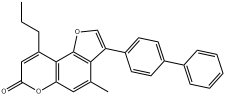 4-methyl-3-(4-phenylphenyl)-9-propylfuro[2,3-f]chromen-7-one Struktur