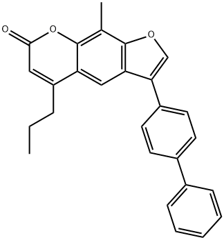 9-methyl-3-(4-phenylphenyl)-5-propylfuro[3,2-g]chromen-7-one Struktur