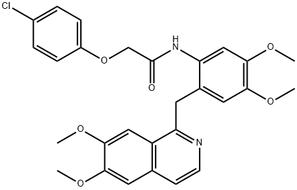 2-(4-chlorophenoxy)-N-[2-[(6,7-dimethoxyisoquinolin-1-yl)methyl]-4,5-dimethoxyphenyl]acetamide Struktur