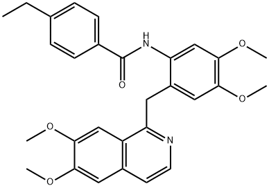 N-[2-[(6,7-dimethoxyisoquinolin-1-yl)methyl]-4,5-dimethoxyphenyl]-4-ethylbenzamide Struktur