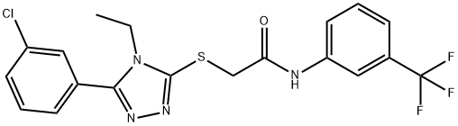 2-[[5-(3-chlorophenyl)-4-ethyl-1,2,4-triazol-3-yl]sulfanyl]-N-[3-(trifluoromethyl)phenyl]acetamide Struktur