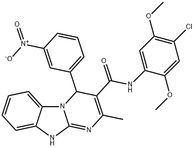 N-(4-chloro-2,5-dimethoxyphenyl)-2-methyl-4-(3-nitrophenyl)-1,4-dihydropyrimido[1,2-a]benzimidazole-3-carboxamide Struktur