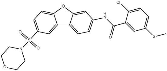 2-chloro-5-methylsulfanyl-N-(8-morpholin-4-ylsulfonyldibenzofuran-3-yl)benzamide Struktur