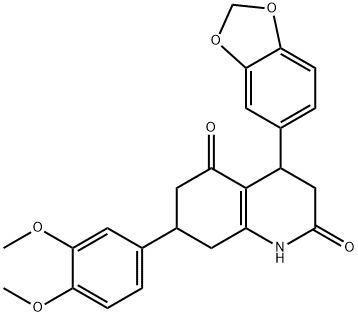 4-(1,3-benzodioxol-5-yl)-7-(3,4-dimethoxyphenyl)-1,3,4,6,7,8-hexahydroquinoline-2,5-dione Struktur