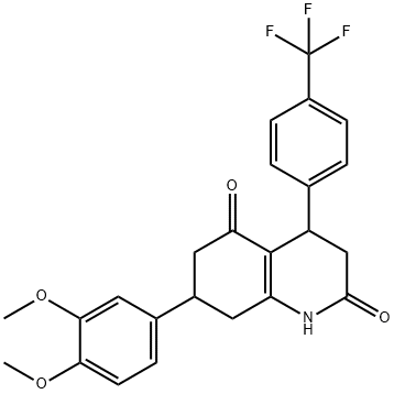 7-(3,4-dimethoxyphenyl)-4-[4-(trifluoromethyl)phenyl]-1,3,4,6,7,8-hexahydroquinoline-2,5-dione Struktur