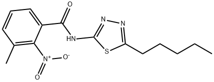 3-methyl-2-nitro-N-(5-pentyl-1,3,4-thiadiazol-2-yl)benzamide Struktur