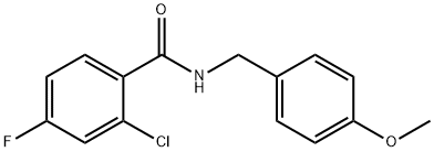 2-chloro-4-fluoro-N-[(4-methoxyphenyl)methyl]benzamide Struktur