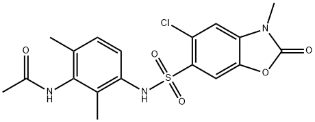 N-[3-[(5-chloro-3-methyl-2-oxo-1,3-benzoxazol-6-yl)sulfonylamino]-2,6-dimethylphenyl]acetamide Struktur