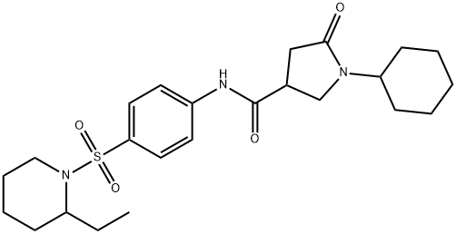 1-cyclohexyl-N-[4-(2-ethylpiperidin-1-yl)sulfonylphenyl]-5-oxopyrrolidine-3-carboxamide Struktur