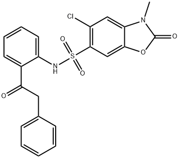 5-chloro-3-methyl-2-oxo-N-[2-(2-phenylacetyl)phenyl]-1,3-benzoxazole-6-sulfonamide Struktur