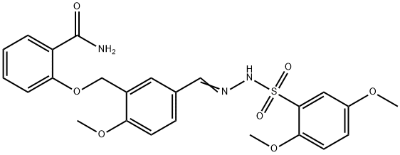 2-[[5-[(E)-[(2,5-dimethoxyphenyl)sulfonylhydrazinylidene]methyl]-2-methoxyphenyl]methoxy]benzamide Struktur