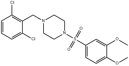 1-[(2,6-dichlorophenyl)methyl]-4-(3,4-dimethoxyphenyl)sulfonylpiperazine Struktur