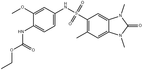 ethyl N-[2-methoxy-4-[(1,3,6-trimethyl-2-oxobenzimidazol-5-yl)sulfonylamino]phenyl]carbamate Struktur