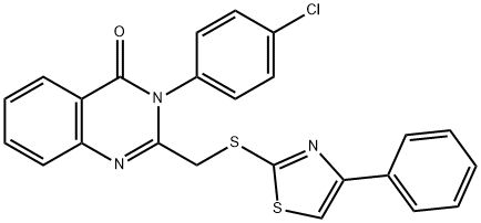 3-(4-chlorophenyl)-2-[(4-phenyl-1,3-thiazol-2-yl)sulfanylmethyl]quinazolin-4-one Struktur