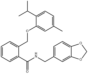 N-(1,3-benzodioxol-5-ylmethyl)-2-[(5-methyl-2-propan-2-ylphenoxy)methyl]benzamide Struktur