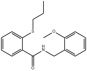 N-[(2-methoxyphenyl)methyl]-2-propylsulfanylbenzamide Struktur