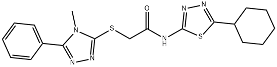 N-(5-cyclohexyl-1,3,4-thiadiazol-2-yl)-2-[(4-methyl-5-phenyl-1,2,4-triazol-3-yl)sulfanyl]acetamide Struktur