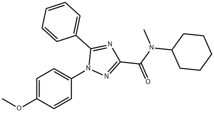 N-cyclohexyl-1-(4-methoxyphenyl)-N-methyl-5-phenyl-1,2,4-triazole-3-carboxamide Struktur