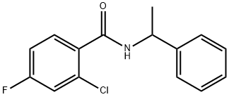 2-chloro-4-fluoro-N-(1-phenylethyl)benzamide Struktur