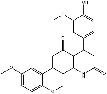 7-(2,5-dimethoxyphenyl)-4-(4-hydroxy-3-methoxyphenyl)-1,3,4,6,7,8-hexahydroquinoline-2,5-dione Struktur