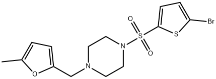 1-(5-bromothiophen-2-yl)sulfonyl-4-[(5-methylfuran-2-yl)methyl]piperazine Struktur