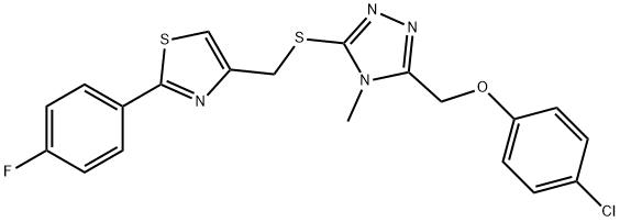 4-[[5-[(4-chlorophenoxy)methyl]-4-methyl-1,2,4-triazol-3-yl]sulfanylmethyl]-2-(4-fluorophenyl)-1,3-thiazole Struktur