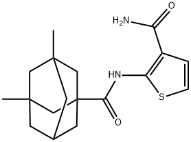 2-[(3,5-dimethyladamantane-1-carbonyl)amino]thiophene-3-carboxamide Struktur