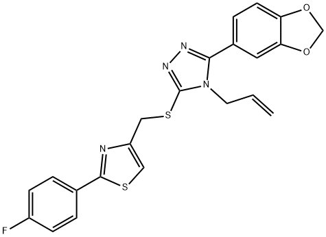 4-[[5-(1,3-benzodioxol-5-yl)-4-prop-2-enyl-1,2,4-triazol-3-yl]sulfanylmethyl]-2-(4-fluorophenyl)-1,3-thiazole Struktur