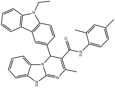 N-(2,4-dimethylphenyl)-4-(9-ethylcarbazol-3-yl)-2-methyl-1,4-dihydropyrimido[1,2-a]benzimidazole-3-carboxamide Struktur