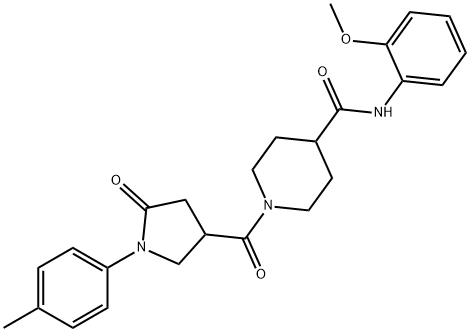 N-(2-methoxyphenyl)-1-[1-(4-methylphenyl)-5-oxopyrrolidine-3-carbonyl]piperidine-4-carboxamide Struktur