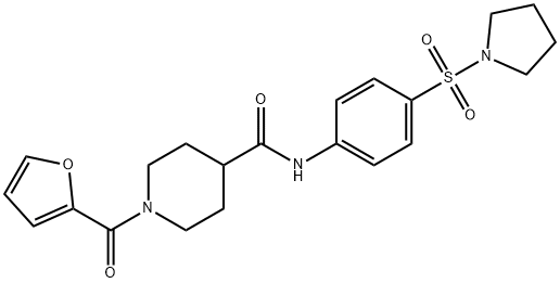 1-(furan-2-carbonyl)-N-(4-pyrrolidin-1-ylsulfonylphenyl)piperidine-4-carboxamide Struktur