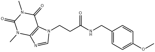 3-(1,3-dimethyl-2,6-dioxopurin-7-yl)-N-[(4-methoxyphenyl)methyl]propanamide Struktur