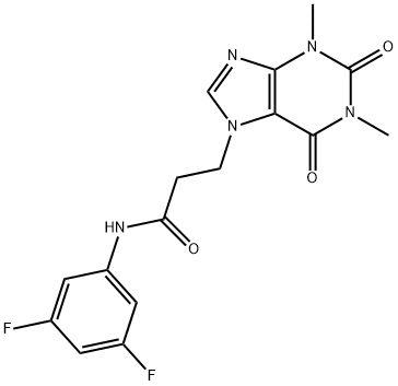 N-(3,5-difluorophenyl)-3-(1,3-dimethyl-2,6-dioxopurin-7-yl)propanamide Struktur