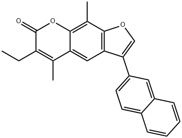 6-ethyl-5,9-dimethyl-3-naphthalen-2-ylfuro[3,2-g]chromen-7-one Struktur