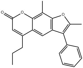 2,9-dimethyl-3-phenyl-5-propylfuro[3,2-g]chromen-7-one Struktur