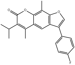 3-(4-fluorophenyl)-5,9-dimethyl-6-propan-2-ylfuro[3,2-g]chromen-7-one Struktur