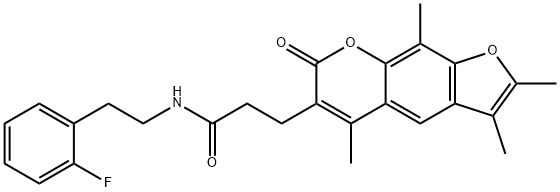 N-[2-(2-fluorophenyl)ethyl]-3-(2,3,5,9-tetramethyl-7-oxofuro[3,2-g]chromen-6-yl)propanamide Struktur