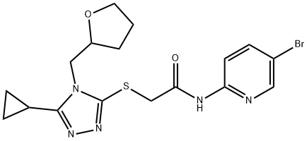 N-(5-bromopyridin-2-yl)-2-[[5-cyclopropyl-4-(oxolan-2-ylmethyl)-1,2,4-triazol-3-yl]sulfanyl]acetamide Struktur