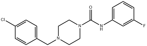 4-[(4-chlorophenyl)methyl]-N-(3-fluorophenyl)piperazine-1-carboxamide Struktur