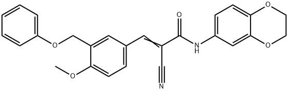 (E)-2-cyano-N-(2,3-dihydro-1,4-benzodioxin-6-yl)-3-[4-methoxy-3-(phenoxymethyl)phenyl]prop-2-enamide Struktur